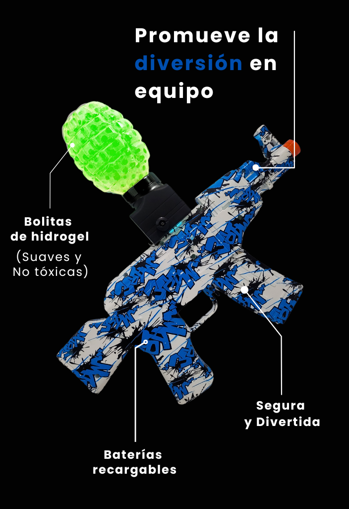 juguete pistola bolitas de hidrogel - azúl
